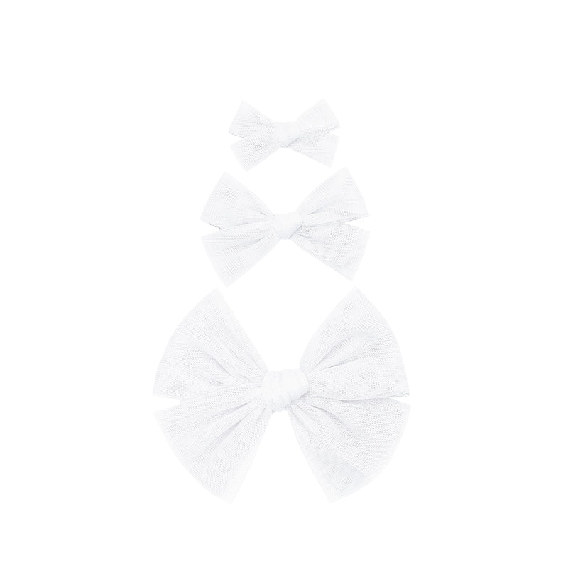 Tulle - White Bow Clip Large / Alligator Clip