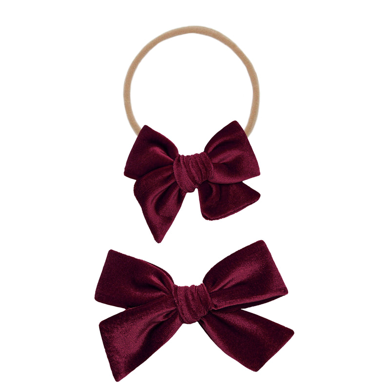 Velvet - Wine Bow Headband