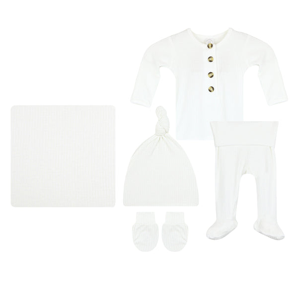 Wren Ribbed Newborn Hat Bundle (Top + Bottom)