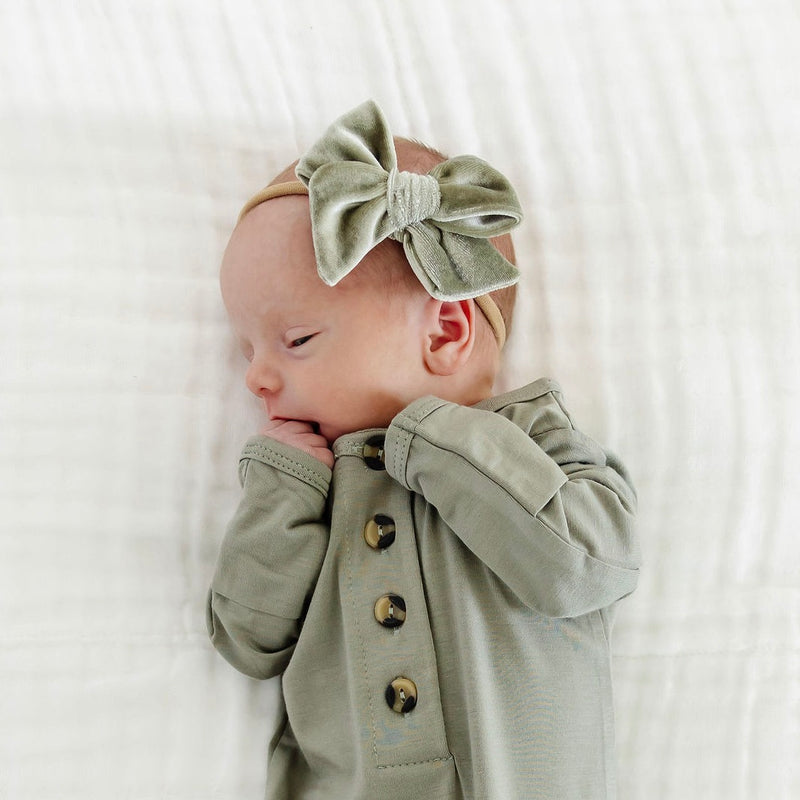 Velvet - Pewter Bow Headband