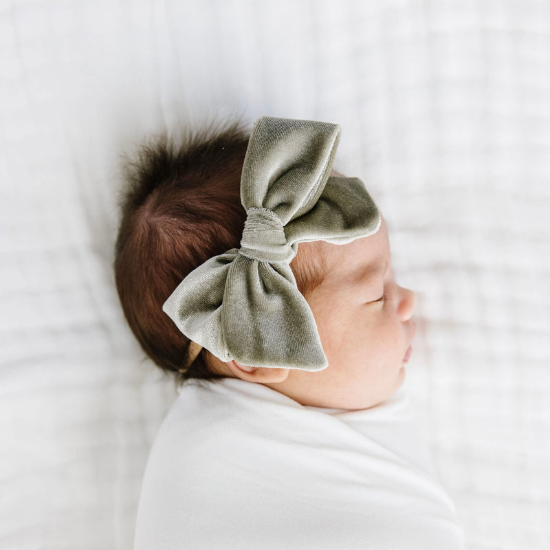 Velvet - Pewter Bow Headband