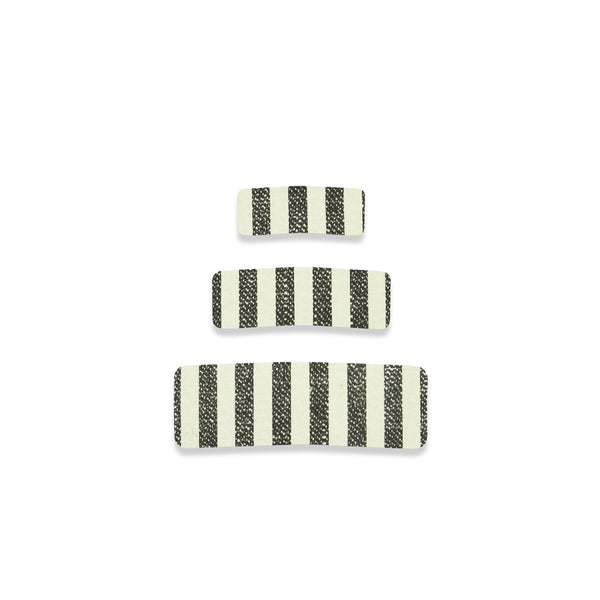 Leather - Stone Stripe Snap Clip